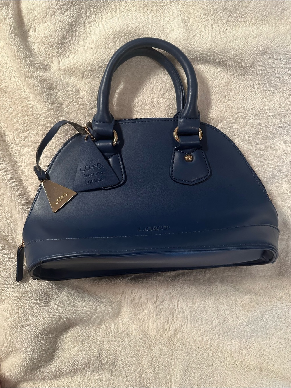 Navy Leather Dome Satchel – Classic Women's Handbag